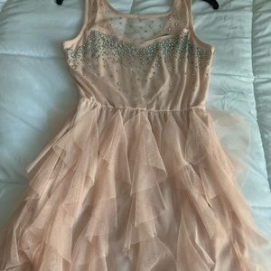 Pale Pink Ruffle Skirt Dress